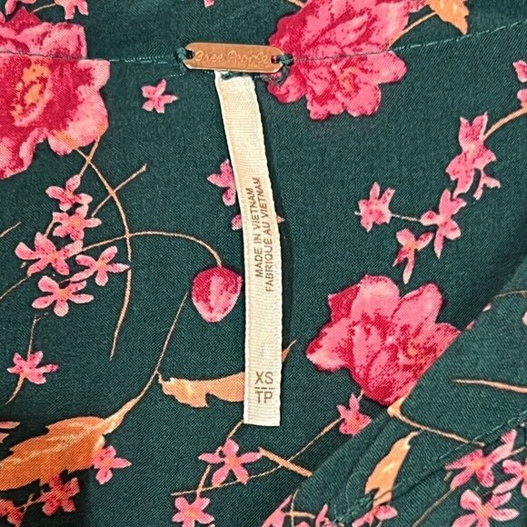 Free People Floral Mini Dress Green Pink XS - Picture 10 of 13